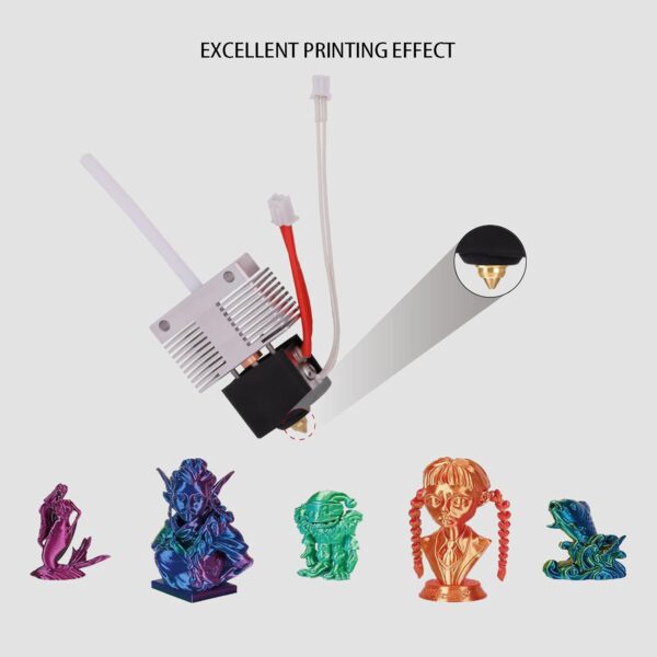 Hotend Kit for Elegoo Neptune 4, Neptune 4 Pro, 3D Printer Print Head Extruder Hot End Kit Heating Block Kit with 5PCS Extra 0.4mm Brass Nozzle Kit and 1 PCS Silicone Cover - Image 5