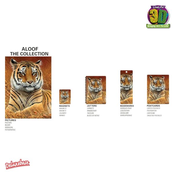 3D LiveLife Jotter - Aloof from Deluxebase. Lenticular 3D Tiger 6x4 Spiral Notebook with plain recycled paper pages. Artwork licensed from renowned artist Jeremy Paul - Image 5