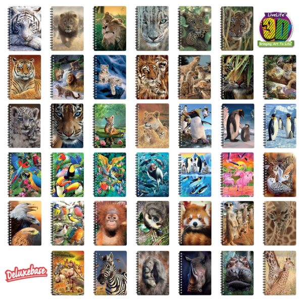 3D LiveLife Jotter - Aloof from Deluxebase. Lenticular 3D Tiger 6x4 Spiral Notebook with plain recycled paper pages. Artwork licensed from renowned artist Jeremy Paul - Image 6