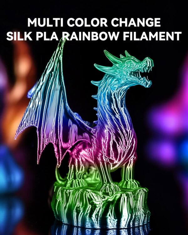 SUNLU Silk Rainbow PLA Filament, Multicolor Silk 3D Printer Filament 1.75mm +/- 0.02mm, Fast Color Change Each 8 Meters, 330 Meters, 1kg/2.2lbs, Silk Rainbow Filament(Lilac-Violet) - Image 5