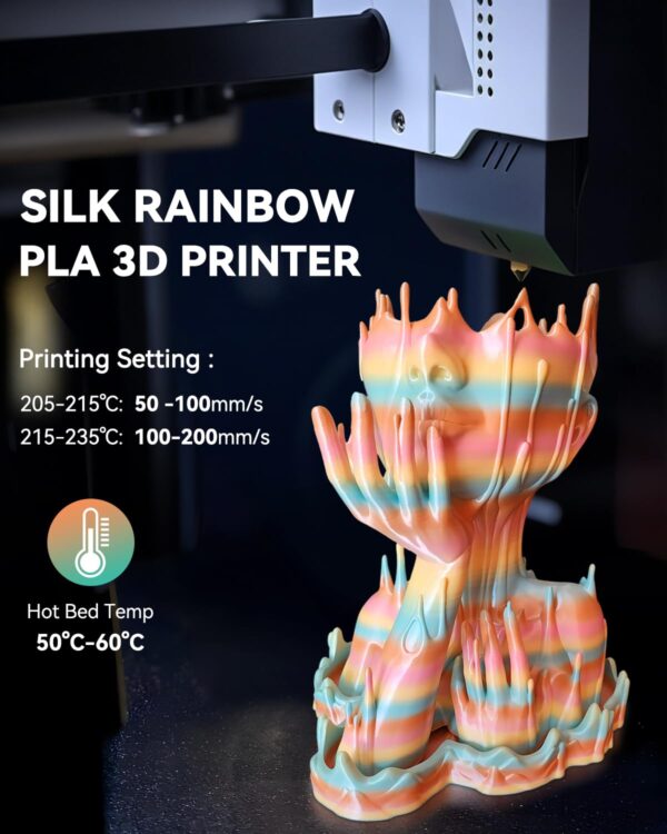 SUNLU Silk Rainbow PLA Filament, Multicolor Silk 3D Printer Filament 1.75mm +/- 0.02mm, Fast Color Change Each 8 Meters, 330 Meters, 1kg/2.2lbs, Silk Rainbow Filament(Lilac-Violet) - Image 7