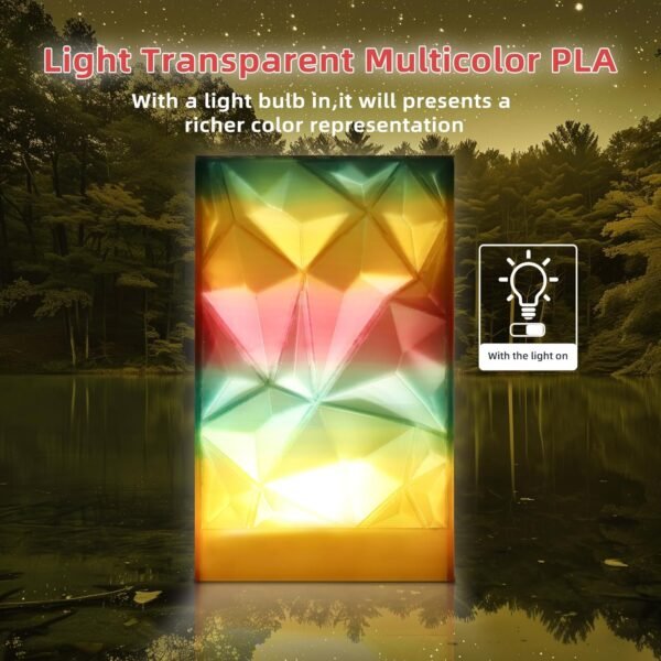Transparent Multi Rainbow Color Gradient Change PLA 1.75mm 1KG 3D Printing Filament Crystal Rainbow PLA Clear PLA Filament with Cardboard Spool-Maple Leaf - Image 3