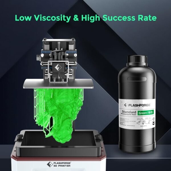 FLASHFORGE 3D Printer Resin, Fast Curing Standard 3D Resin High Precision & Excellent Fluidity with Low Odor, 405nm UV Curing 3D Printing Resin for LCD/DLP/SLA Resin 3D Printer (Green, 1KG) - Image 4