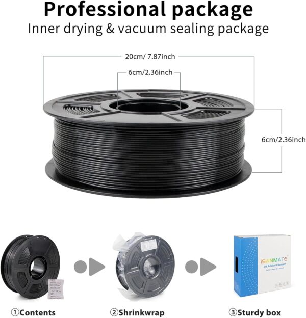 iSANMATE ASA Filament 1.75mm Black 1KG, UV & Weather Resistant 3D Printer Filament Perfect for Outdoor Functional Parts, Dimensional Accuracy +/- 0.02mm, 1kg Spool (2.2lbs) - Image 6