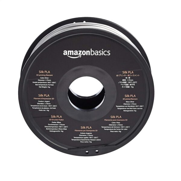 Amazon Basics SILK PLA 3D Printer Filament, 1.75 mm, Silver, 1 kg Spool (2.2 lbs) - Image 3