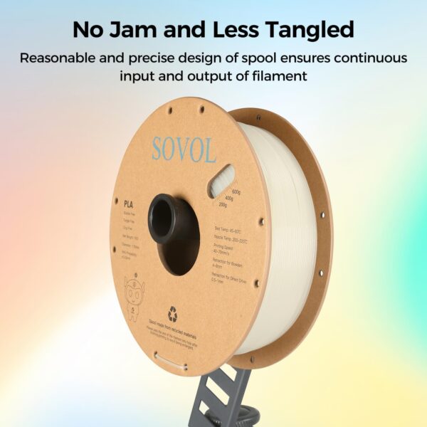 Sovol 3D Printer Glow in The Dark Filament Gradient Multicolor Fast Change PLA 1kg (2.2 lbs) Spool 3D Printing Materials, Dimensional Accuracy +/- 0.03 mm, 1.75 mm, Glow Multicolored - Image 4