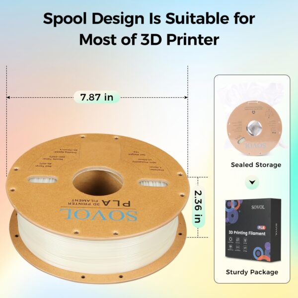 Sovol 3D Printer Glow in The Dark Filament Gradient Multicolor Fast Change PLA 1kg (2.2 lbs) Spool 3D Printing Materials, Dimensional Accuracy +/- 0.03 mm, 1.75 mm, Glow Multicolored - Image 7