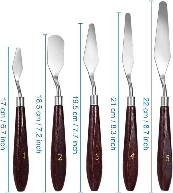 MMOBIEL 5Pcs 3D Printer Accessories 3D Print Removal Tool Shovel Tool Set, Stainless Steel 3D Printer Spatula Palette Knife with Sturdy Wooden Handle to Remove Models from 3D Printers - Image 3
