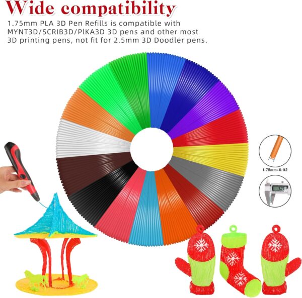 3D Pen Filament Refills 32 Colors 320ft Each Color 10 feet 1.75mm PLA 3D Pen Filament (32 Colors) - Image 6