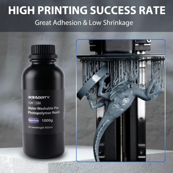 Water Washable Pro Resin - Low Shrinkage 3D Printer Resin, 405nm UV-Curing Water-Washable Photopolymer Printing Resin, High Precision & Easy to Clean (White, 1kg) - Image 4