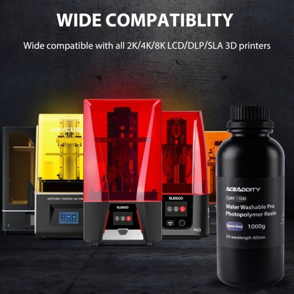 Water Washable Pro Resin - Low Shrinkage 3D Printer Resin, 405nm UV-Curing Water-Washable Photopolymer Printing Resin, High Precision & Easy to Clean (White, 1kg) - Image 5