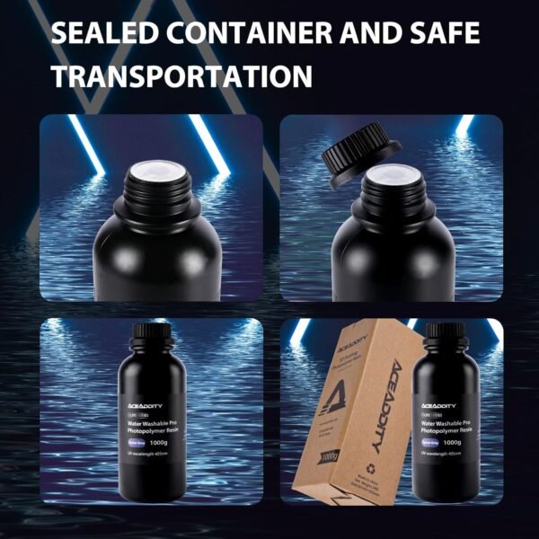 Water Washable Pro Resin - Low Shrinkage 3D Printer Resin, 405nm UV-Curing Water-Washable Photopolymer Printing Resin, High Precision & Easy to Clean (White, 1kg) - Image 6