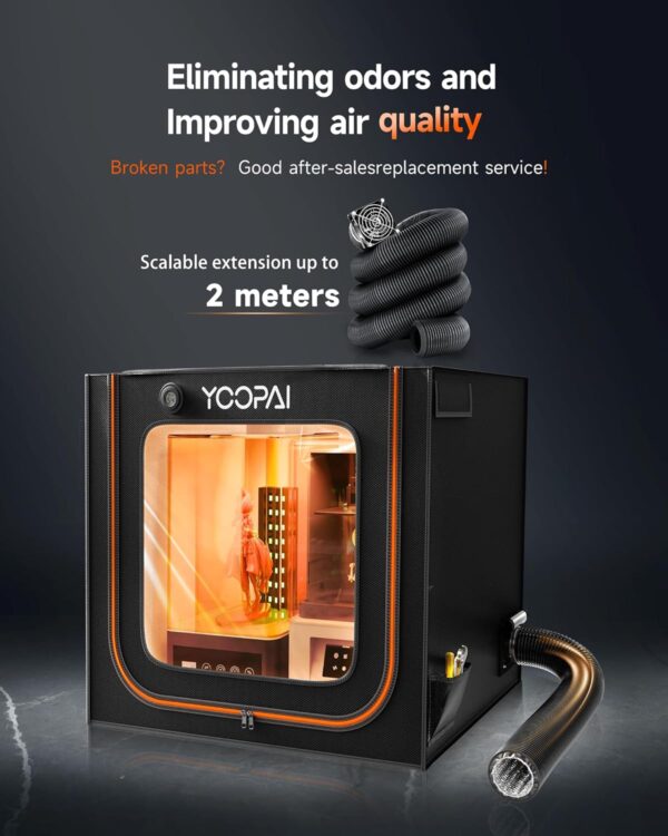 Large Resin 3D Printer Enclosure with Ventilation Kit LED Light, 3D Printer Vented Enclosure Tent Cover Eliminate Odors Dustproof Isolate Noise Compatible with LCD Resin UV 3D Printer - Image 5