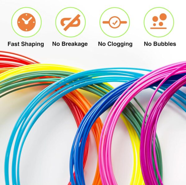 PLA 3D Pen Filament, 20 Bright Colors, 1.75mm Refills for 3D Pens, 10 Feet per Color, Total 200 Feet, Ideal for Creative Projects - Image 4