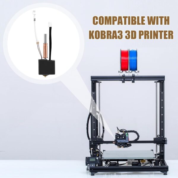 3D Printing Extruder Hotend Kit, Extruder Print Head with Silicone Case Heating Block Hotend with Nozzle Wrench Accessories Hot End Parts Combo Supplies Compatible with Kobra 3 3D Printer - Image 4