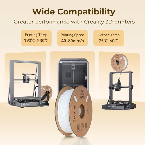 Creality High Speed PLA Filament 1.75mm Bundle 2Kg, 3D Printer Filament for 300mm/s Printing, Rapid PLA Filament No-Tangling, Dimensional Accuracy +/- 0.02mm for Most FDM 3D Printers (Black & White) - Image 7