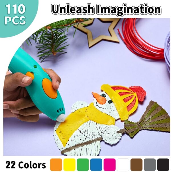 22 Colors 3D Doodler Pen Refill Packs for 3D Printer Filament, 3D Printer Pen Filament Refills ONLY Compatible with 3Doodler Start Pen 110pcs, PCL Filament for 3D Printing Pen 5.98inch - Image 3