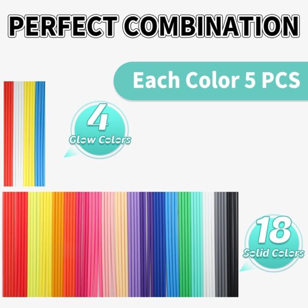 22 Colors 3D Doodler Pen Refill Packs for 3D Printer Filament, 3D Printer Pen Filament Refills ONLY Compatible with 3Doodler Start Pen 110pcs, PCL Filament for 3D Printing Pen 5.98inch - Image 5
