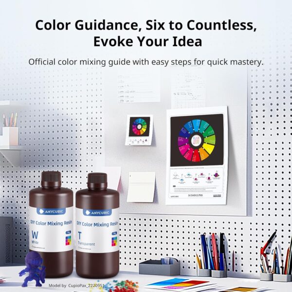 ANYCUBIC DIY Color Mixing 3D Printer Resin Set for LCD 3D Printing, Including 3D Resin 6 Colors, Dropper, Beaker, Disposable Plastic Cups, Nitrile Gloves, Electronic Scale (Without Battery) - Image 5