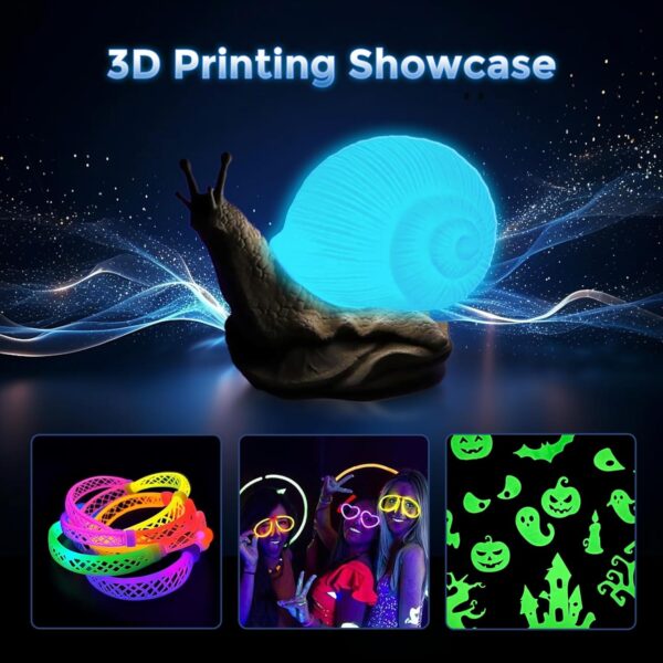 FLASHFORGE Rapid PLA Filament 1.75mm Luminous Melody, 500mm/s High Speed Printing, Glow in The Dark 3D Printer Filament 1kg Spool, Dimensional Accuracy +/- 0.02mm, Brilliant, Long-Lasting Glow - Image 6