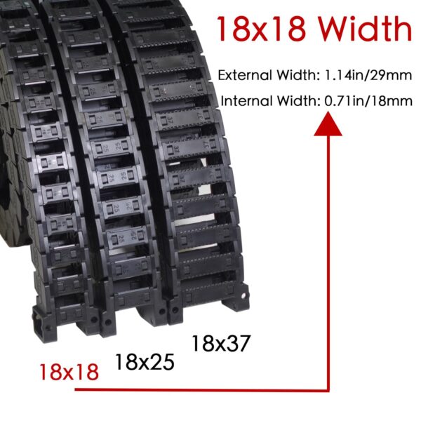 Low Noise Drag Chain Cable Carrier Wire 18mmx18mm (H x W) for 3D Printer and CNC Machine,Inside and Outside Openable R28 Flexible Cable Chain - Image 4