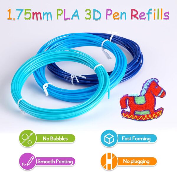 3D Pen Filament Refills, 20 Colors 1.75mm PLA Threads, Each Color 16.4 Feet, Total 328 Feet with 2 Finger Caps, Compatible with SCRIB3D MYNT3D 3D Pen (3D Pen Not Included) - Image 3