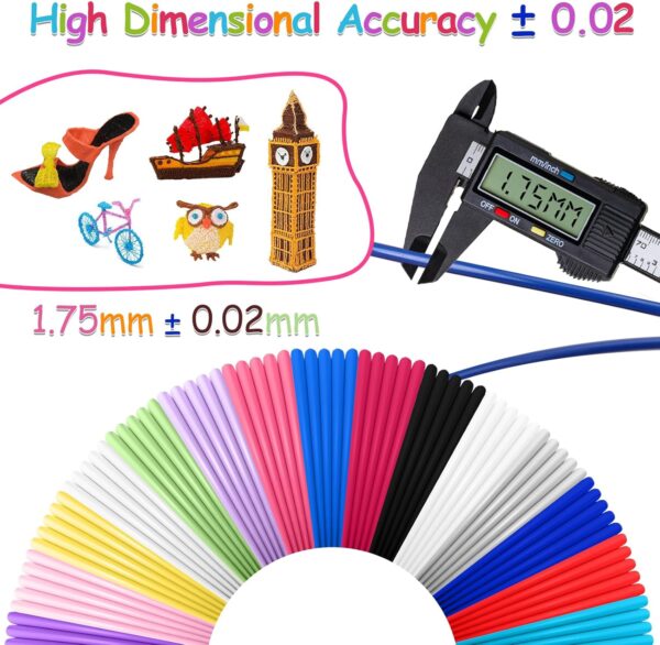 3D Pen Filament Refills, 20 Colors 1.75mm PLA Threads, Each Color 16.4 Feet, Total 328 Feet with 2 Finger Caps, Compatible with SCRIB3D MYNT3D 3D Pen (3D Pen Not Included) - Image 5