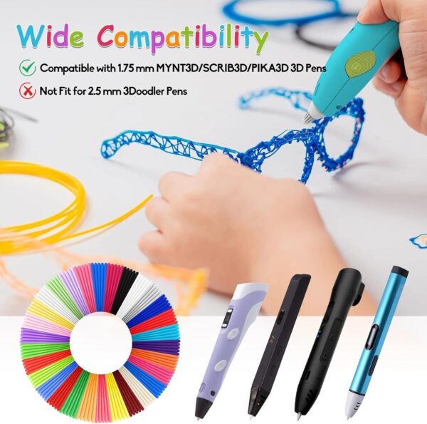 3D Pen Filament Refills, 20 Colors 1.75mm PLA Threads, Each Color 16.4 Feet, Total 328 Feet with 2 Finger Caps, Compatible with SCRIB3D MYNT3D 3D Pen (3D Pen Not Included) - Image 6
