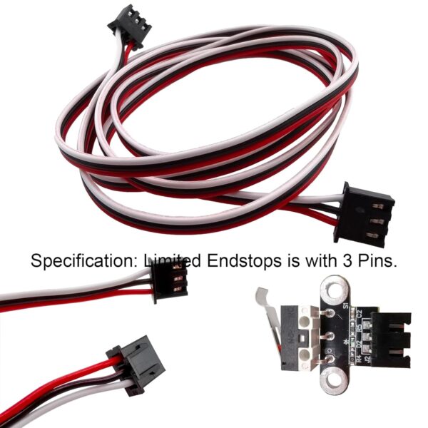 4Pcs 3D Printer Limit Switch Cables and Limit Switch, Mechanical Endstop Limit Switch Module Endstop Switch Horizontal Type with 1M 3 Pin Cable for 3D Printer Parts Ramps1.4, - Image 4