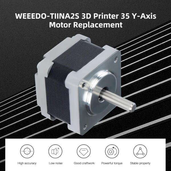 FYSETC 3D Printer Accessories - Small Stepper Motor Replacement Compatible with Tina2S: Y Axis 35-28mm/ 1.3 * 1.1 inch with Connecting Cable 23.2 inch Direct Drop in - Printing Part - Image 3