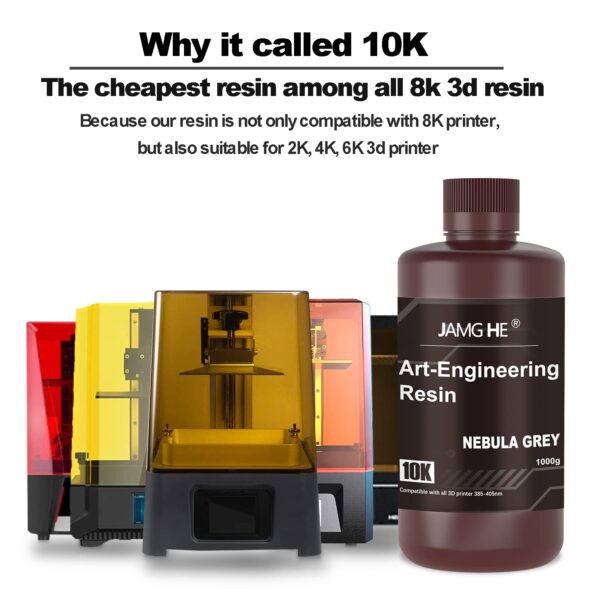 3D Printer Resin,10K Art-Engineering Toughness Non-Brittle New ABS-Like Resin for UV-Curing Photopolymer Rapid High Precision Low Odor LCD DLP SLA 405nm Resin (Nebula Grey, 1000g) - Image 7