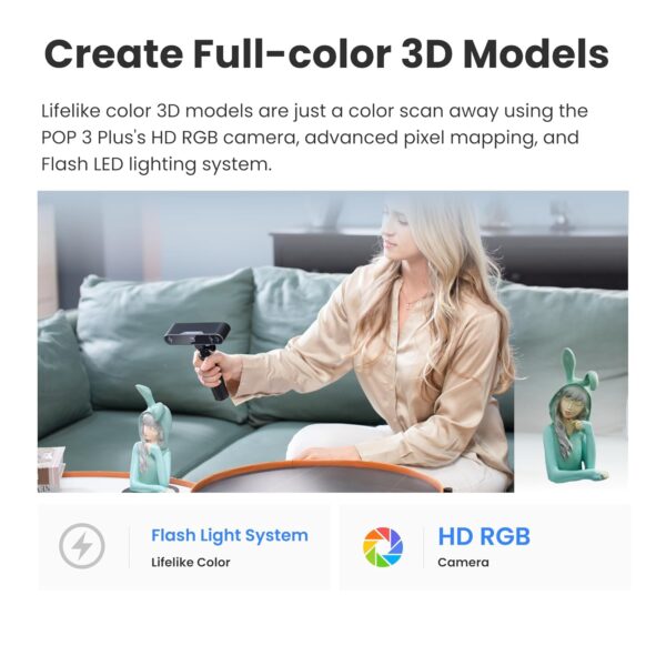 Revopoint POP3 Plus 3D Scanner for 3D Printing, Handheld 3D Printer Scanner 0.04mm Precision, Full-Color Scan for Medium Object, Support for Android/iOS/Win/MacOS, Advanced - Image 6