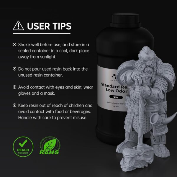 NOVA3D 3D Printer Resin Low Odor Rigid 405nm UV Fast Light Curing, Excellent Fluidity for 4K/8K LCD/DLP/SLA Resin 3D Printers - Image 6