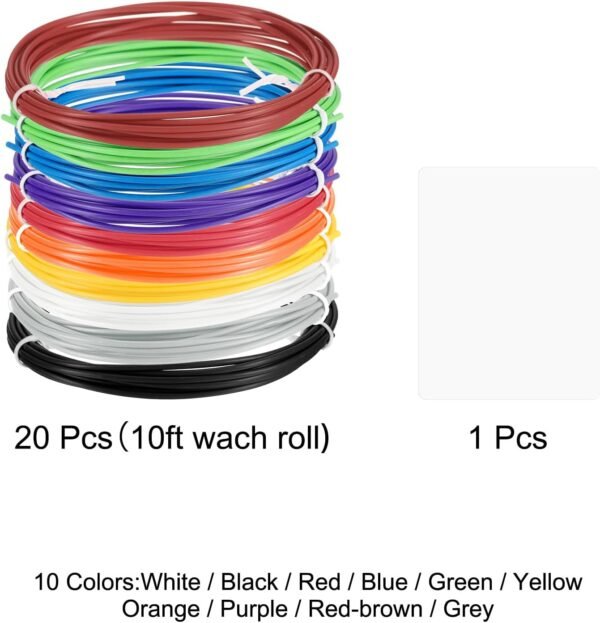 uxcell 3D Pen Filament Refills, 10 Colors 3D Pen PCL Filament 1.75mm, 10 Feet Each Color, 100 Feet in Total, PLA Filament 3D Pen Refills for 3D Drawing Pen - Image 3