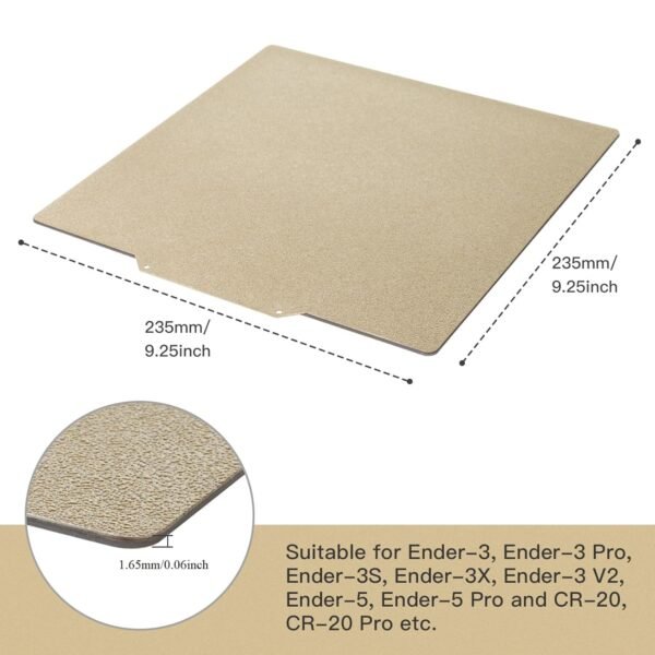 PEI Sheet PEI Spring Steel 235x235 and Magnetic Build Plate with Adhesive PEI Bed for Flashforge Adventurer 5M/ 5M Pro,Ender-3 Pro/Neo,Ender-3 V2/Neo,Ender-3/Neo 3D Printers - Image 3