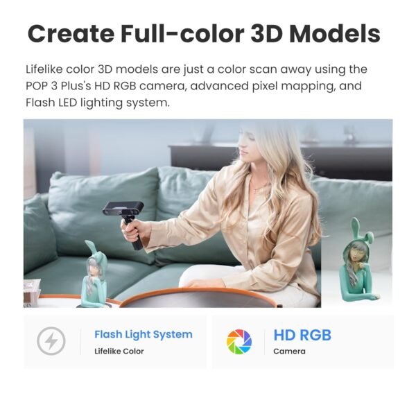 Revopoint POP3 Plus 3D Scanner for 3D Printing, Handheld 3D Printer Scanner 0.04mm Precision, Full-Color Scan for Medium Object, Support for Android/iOS/Win/MacOS, Standard - Image 6