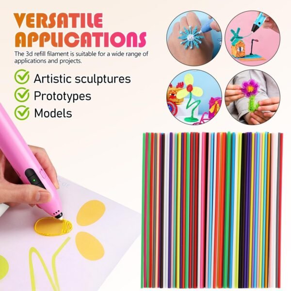 DOITOOL 3D Pen Filament Refills, 22 Colors, 2.5mm 3D Printing Filament Refills, 75cm per Colour (Total 16.5m) - 110PCS - Image 6