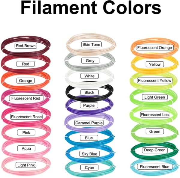 uxcell 3D Pen Filament Refills, 25 Colors 3D Pen PLA Filament 1.75mm, 10 Feet Each Color, 250 Feet in Total, for 3D Drawing Pen Refill - Image 4