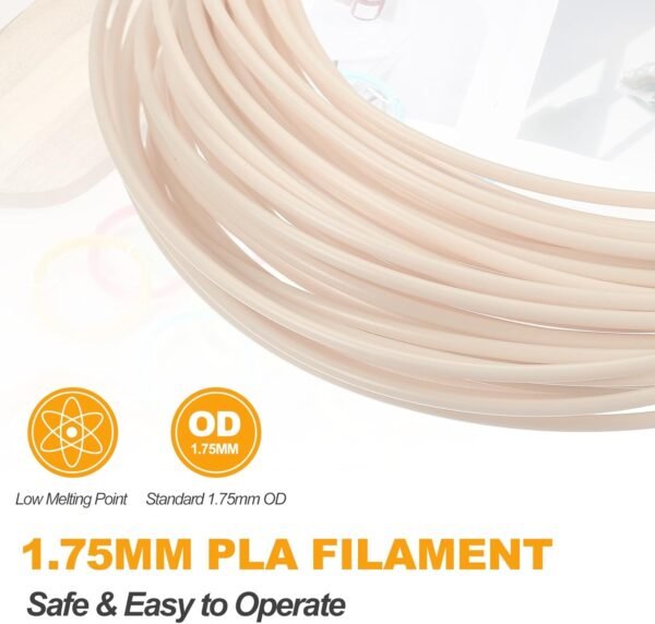 MECCANIXITY 2 Pcs 3D Pen Filament, 1.75mm Dia 33ft Length PLA 3D Printing Pen Filament Refills for 1.75mm 3D Printing Pen, Colour of Skin - Image 3