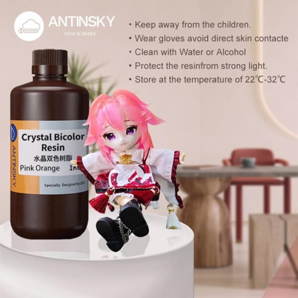 Crystal Bicolor Water Washable Resin 3D Printer UV-Curing Resin 405nm Photopolymer for LCD/DLP High Precision Low Shrinkage Low Odor Dual Color Blue Purple 1KG - Image 4