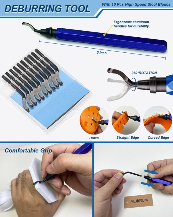3D Printing Tool Kits for 3D Printer with Wood Toolbox 124Pcs 3D Printing Accessory Includes Deburring Tool,Sanding Pens, Tube Cutter for 3D Print Model Removing, Cleaning, Finishing - Image 3