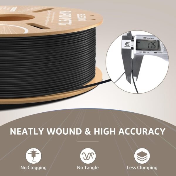 ELEGOO Rapid PETG Filament 1.75mm Bundle 4KG, High Speed 30-600mm/s 3D Printer Filament Accuracy +/- 0.02 mm, 1kg Cardboard Spool(2.2lbs), Fits for Most FDM 3D Printers(Black, White, Blue, Red) - Image 5