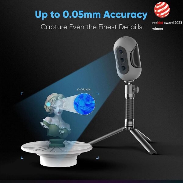 Mole 3D Scanner for 3D Printing - 3D Printer Accessories 0.05mm Accuracy 0.1mm Resolution 10FPS Handheld & Turntable Scan, NIR Light & Visual Tracking Technology, Free 3D Scanning Software - Image 4