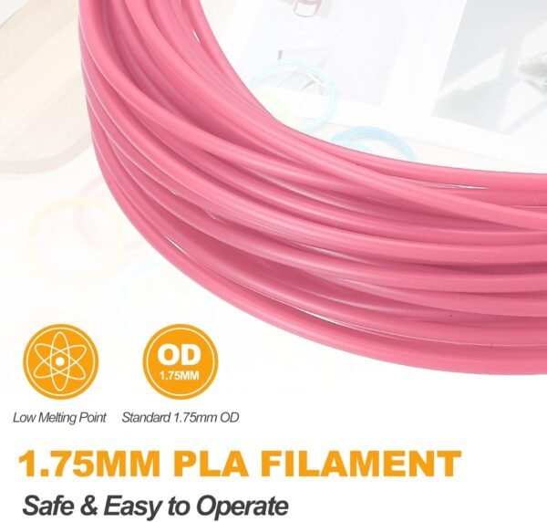 MECCANIXITY 2 Pcs 3D Pen Filament, 1.75mm Dia 33ft Length PLA 3D Printing Pen Filament Refills for 1.75mm 3D Printing Pen, Pink - Image 3