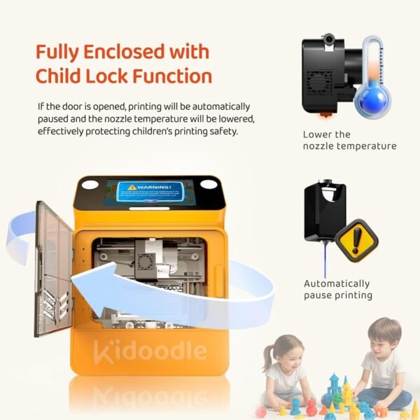 Kidoodle Mini 3D Printer for Kids & Beginners, 600mm/s High Speed Printing, Auto-Leveling/Child-Safe Design/5" Touch Screen, Pre-Assembled with Wi-Fi/App Control, Easy Setup for Home/School - Image 4