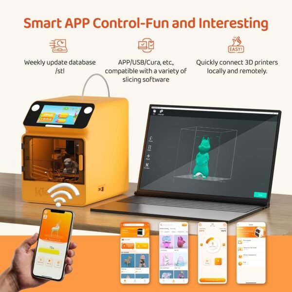 Kidoodle Mini 3D Printer for Kids & Beginners, 600mm/s High Speed Printing, Auto-Leveling/Child-Safe Design/5" Touch Screen, Pre-Assembled with Wi-Fi/App Control, Easy Setup for Home/School - Image 5
