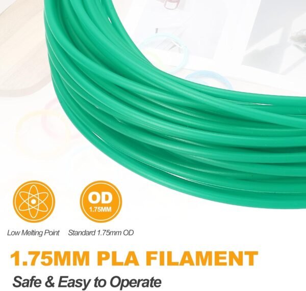 MECCANIXITY 2 Pcs 3D Pen Filament, 1.75mm Dia 33ft Length PLA 3D Printing Pen Filament Refills for 1.75mm 3D Printing Pen, Dark Green - Image 3