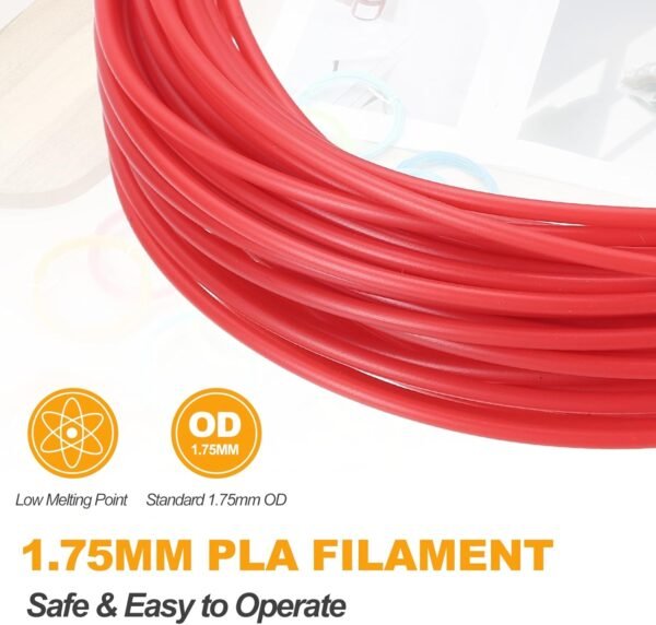 MECCANIXITY 12 Pcs 3D Pen Filament, 1.75mm Dia 16.4ft Length PLA 3D Printing Pen Filament Refills for 1.75mm 3D Printing Pen, 12 Colors - Image 3