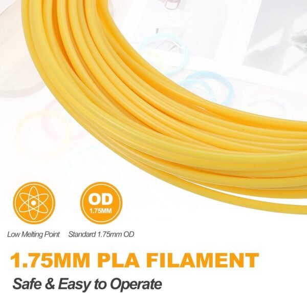 MECCANIXITY 2 Pcs 3D Pen Filament, 1.75mm Dia 33ft Length PLA 3D Printing Pen Filament Refills for 1.75mm 3D Printing Pen, Yellow - Image 3