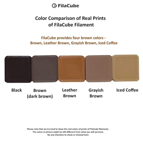 Dark/Deep Brown(Coffee/Chocolate) 1.75mm PLA 3D Printer Filament - 1kg FilaCube PLA 2 1.75 mm Plastic 3-D Printing Filament Supplies Pack 3D Pen Filament Refills [Made in USA] Plus Pro tan PLA+ - Image 3